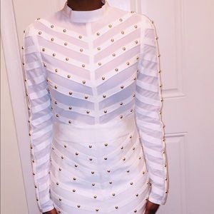 White with gold detailing fashion nova dress